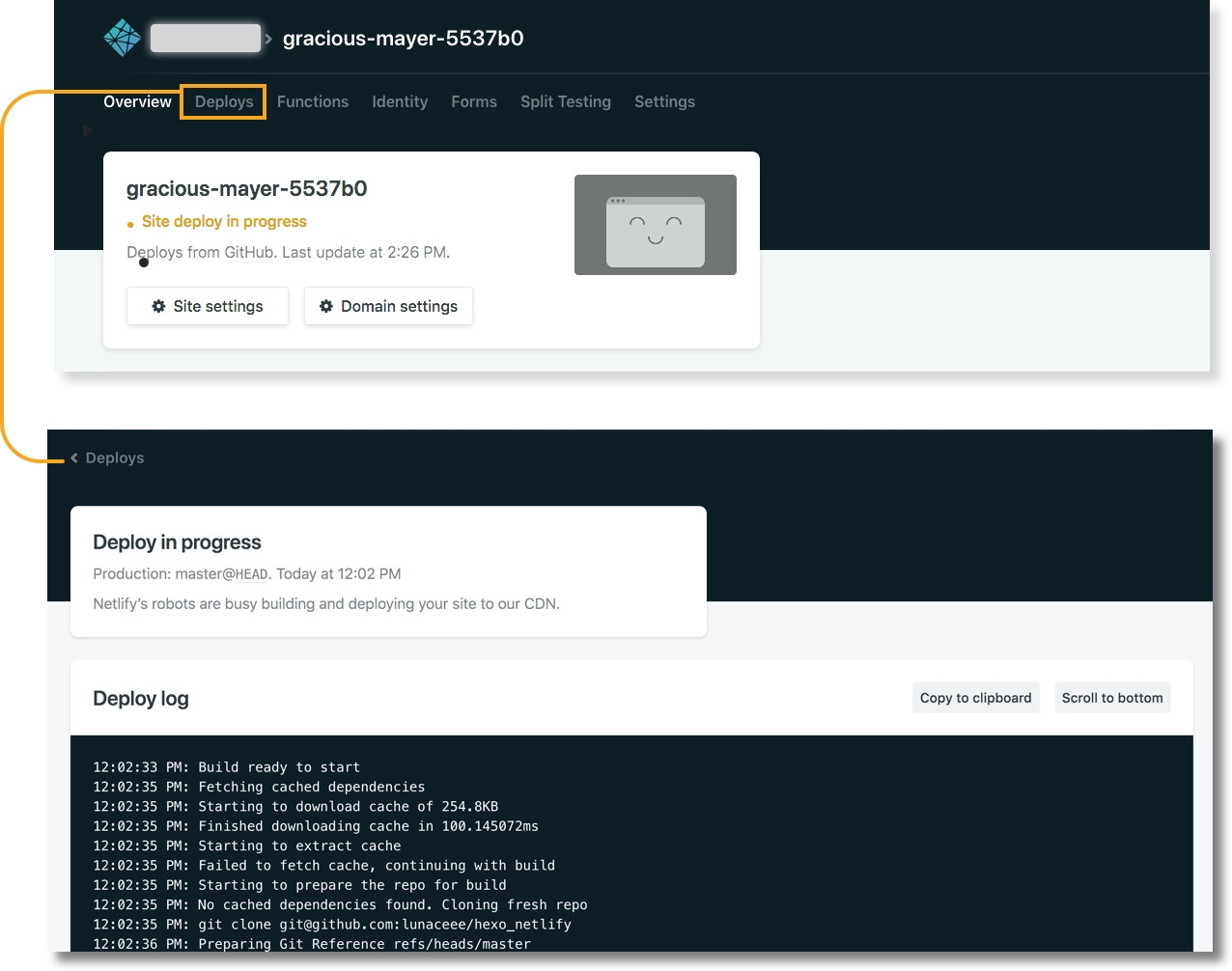 step 8: Deploy in progress
